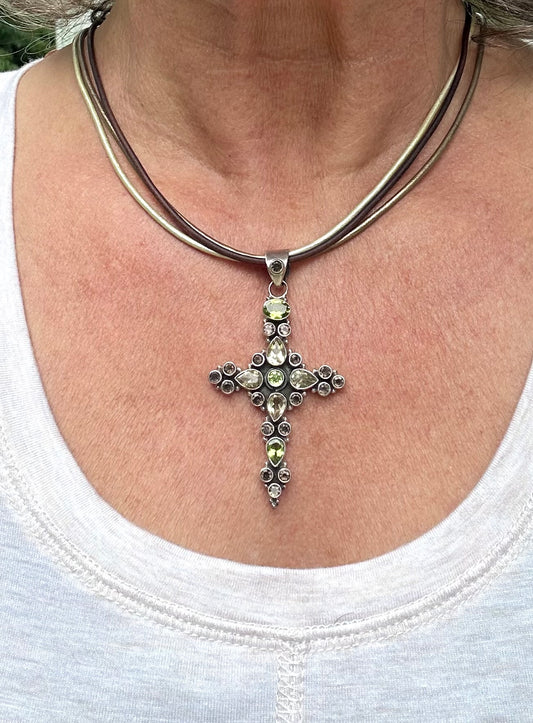 Gemstone Cross Necklace