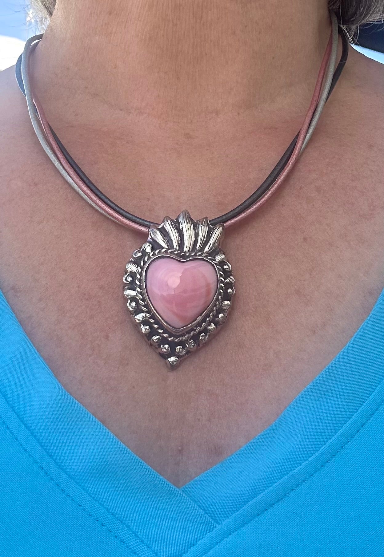 Pink Conch Heart Necklace